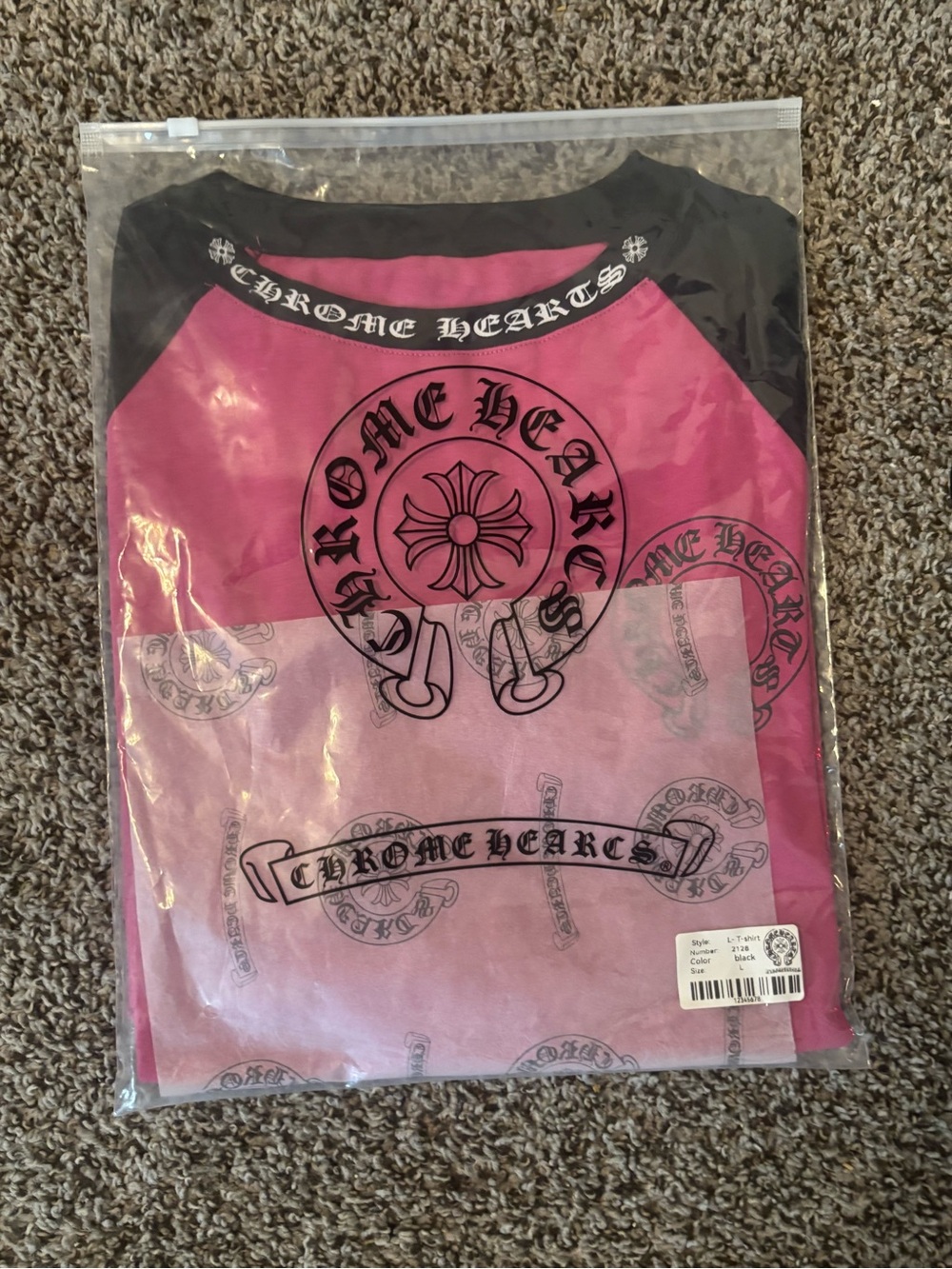 Large chrome hearts pink longsleeve tee